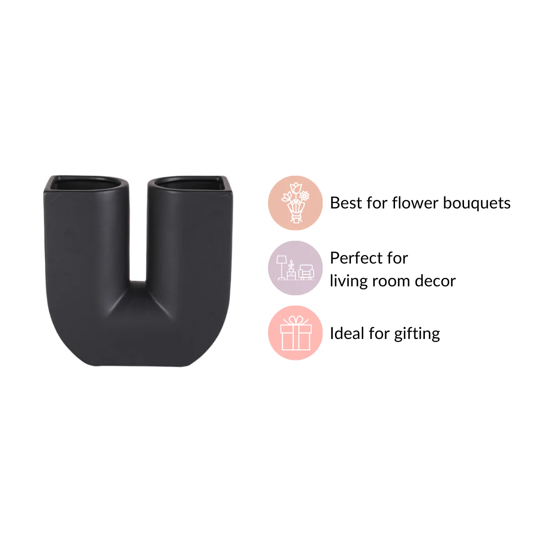 Modern U Shaped Vase Black - Image 6