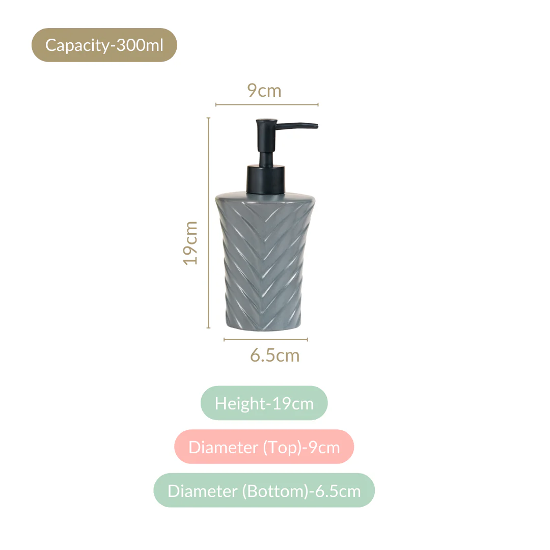 Modern Zigzag Soap Dispenser Grey 300ml - Image 4
