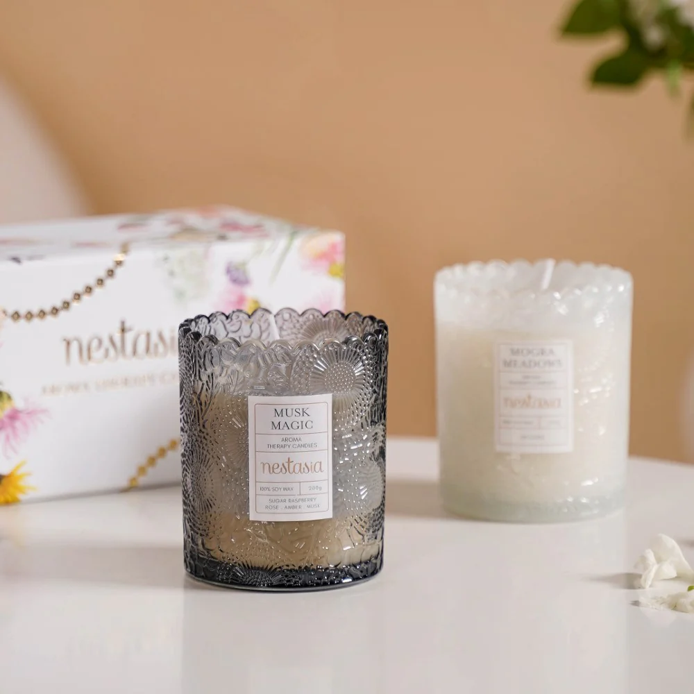 Mogra & Musk Melody Scented Candle Jars Set Of 2 - Image 5