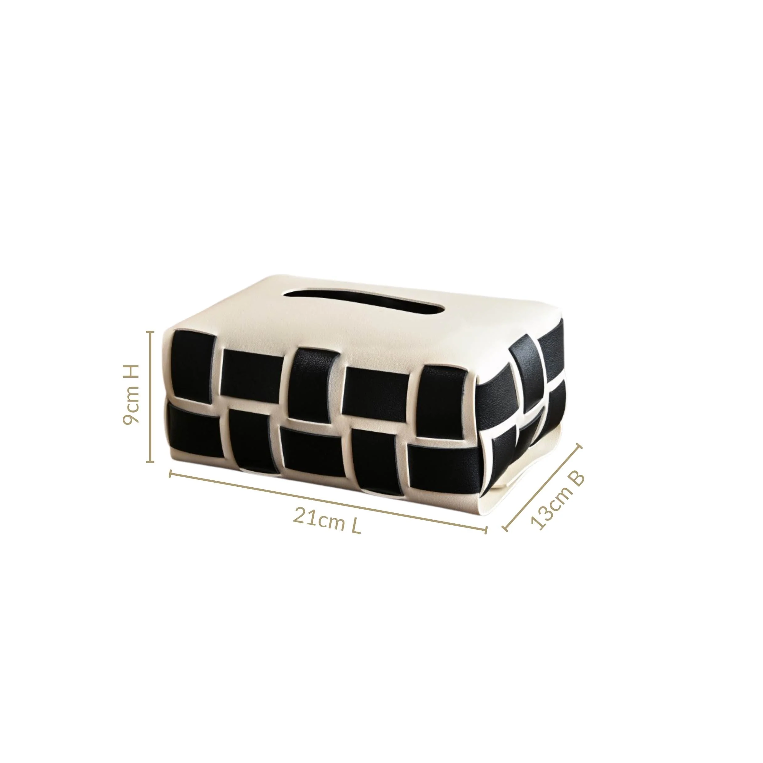 Monochrome Vegan Leather Tissue Box White And Black - Image 3