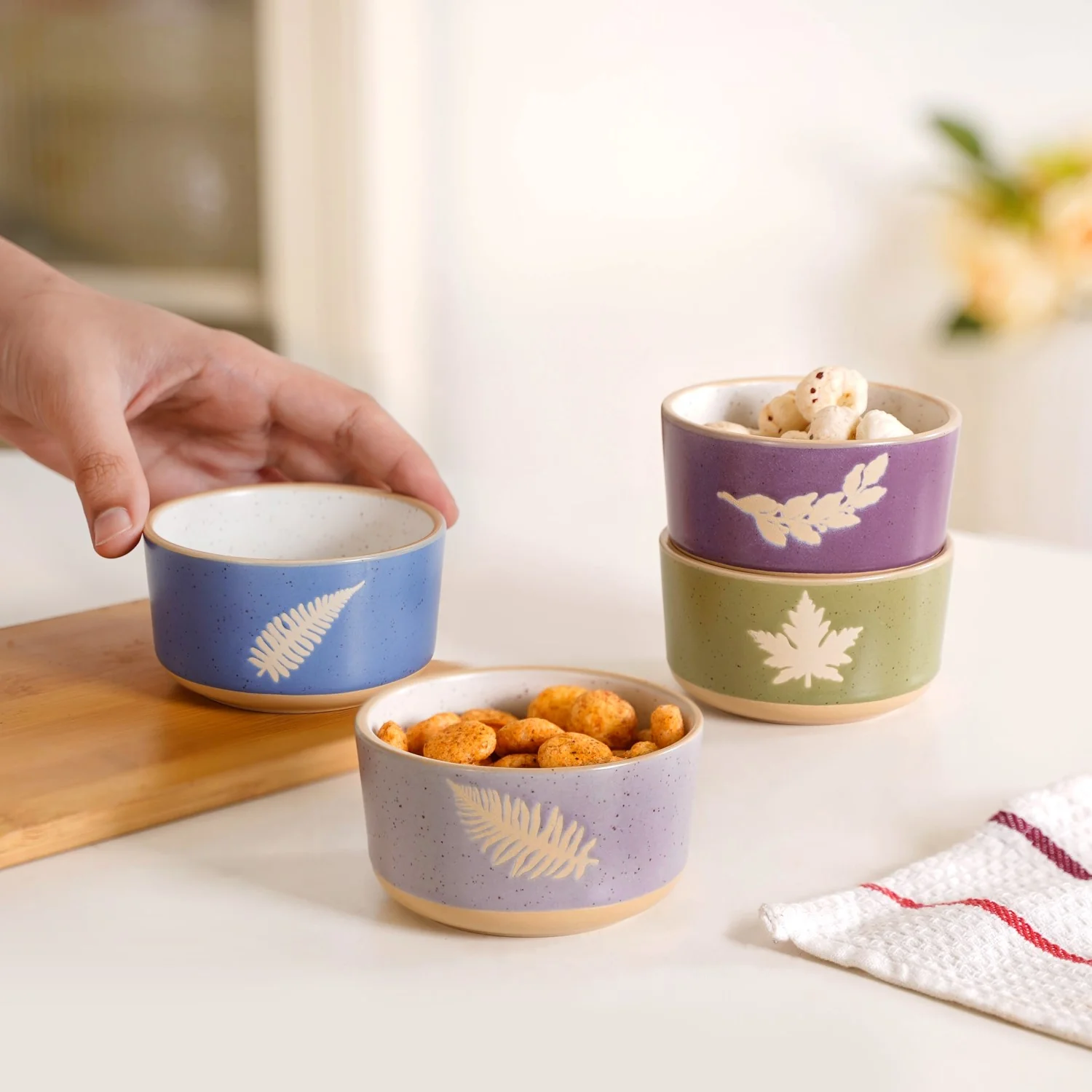 Monsoon Leaf Snack Bowl Set Of 4 180ml - Image 2