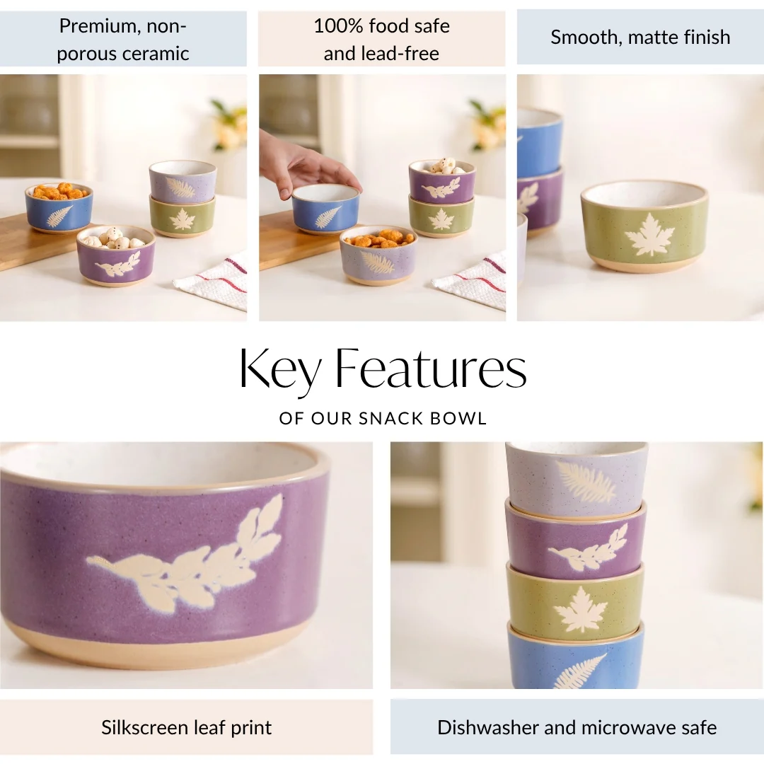 Monsoon Leaf Snack Bowl Set Of 4 180ml - Image 5