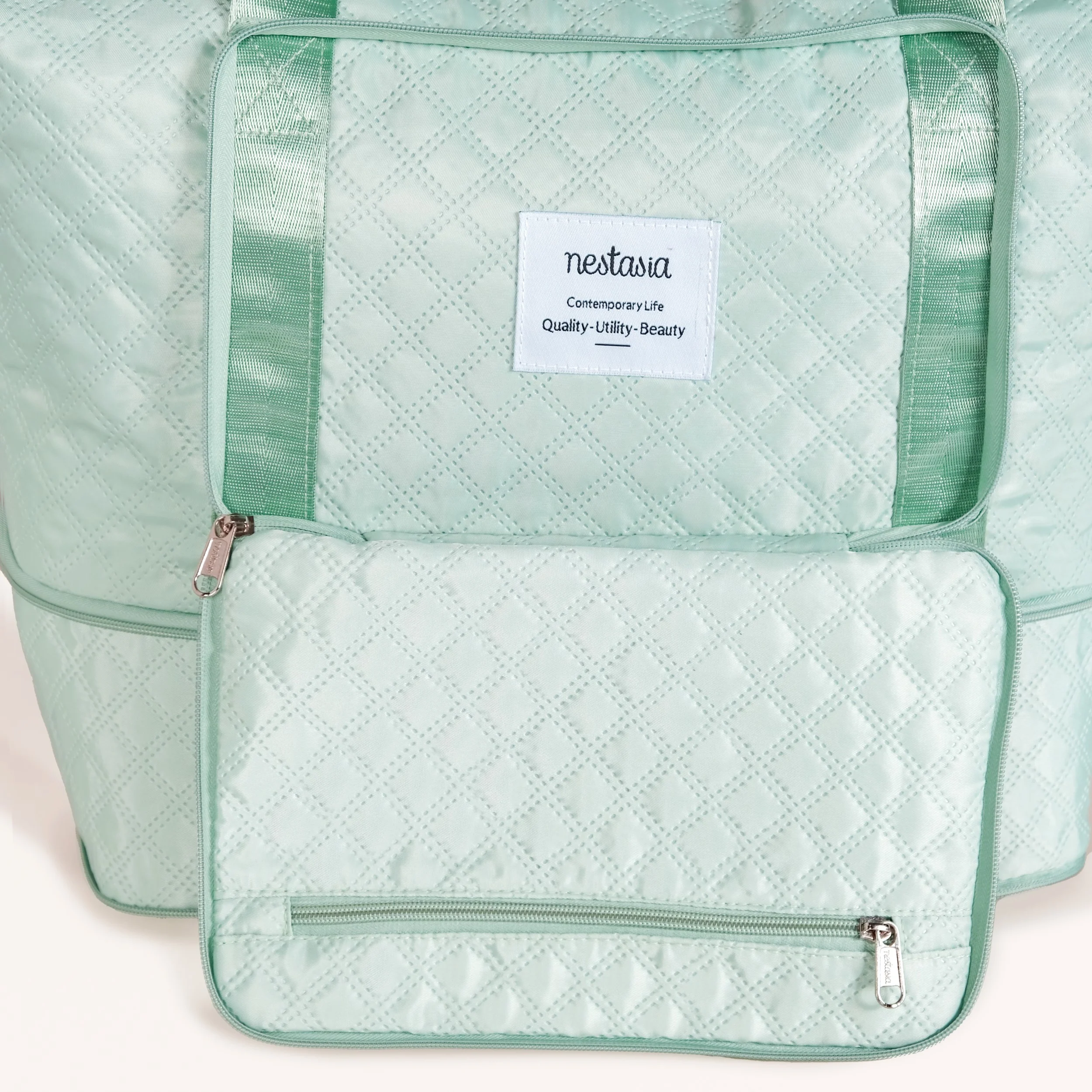 Montara Expandable Foldable Luxe Travel Bag Mint - Image 13