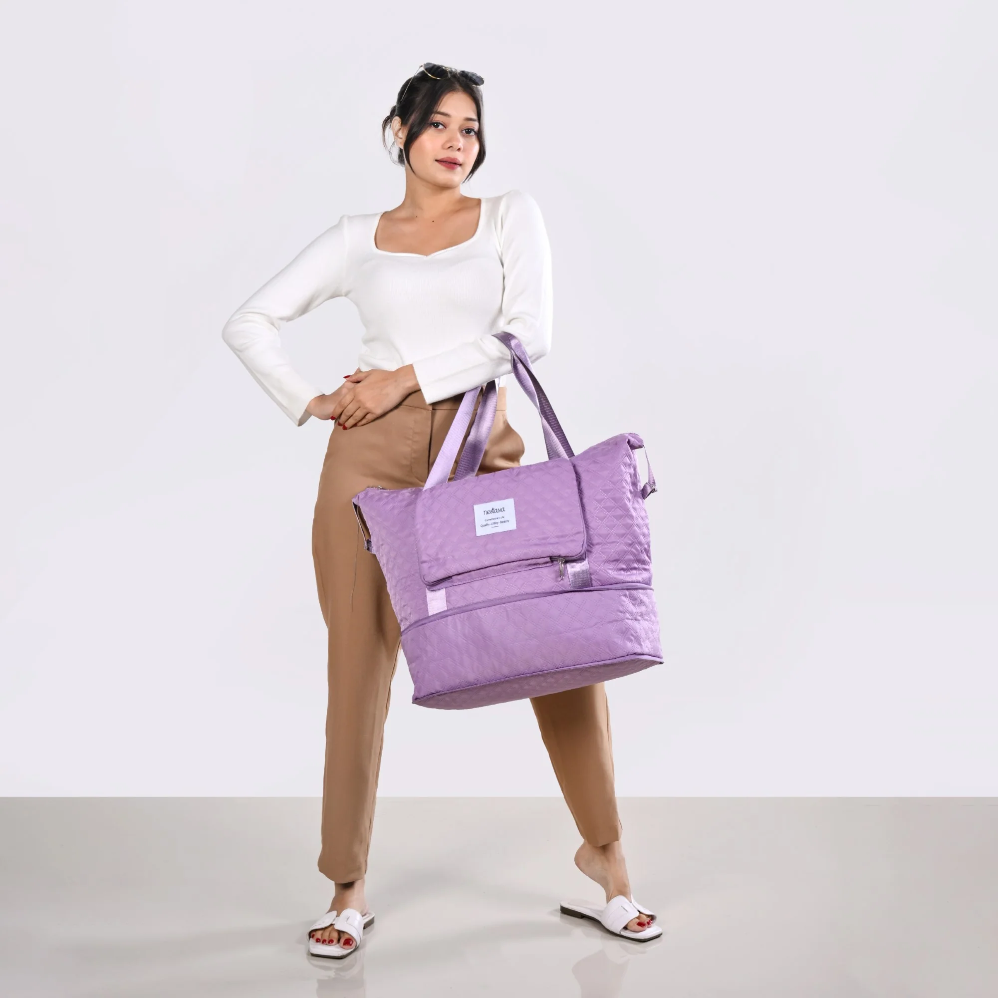 Montara Waterproof Over Night Bag Foldable Expandable Violet - Image 7