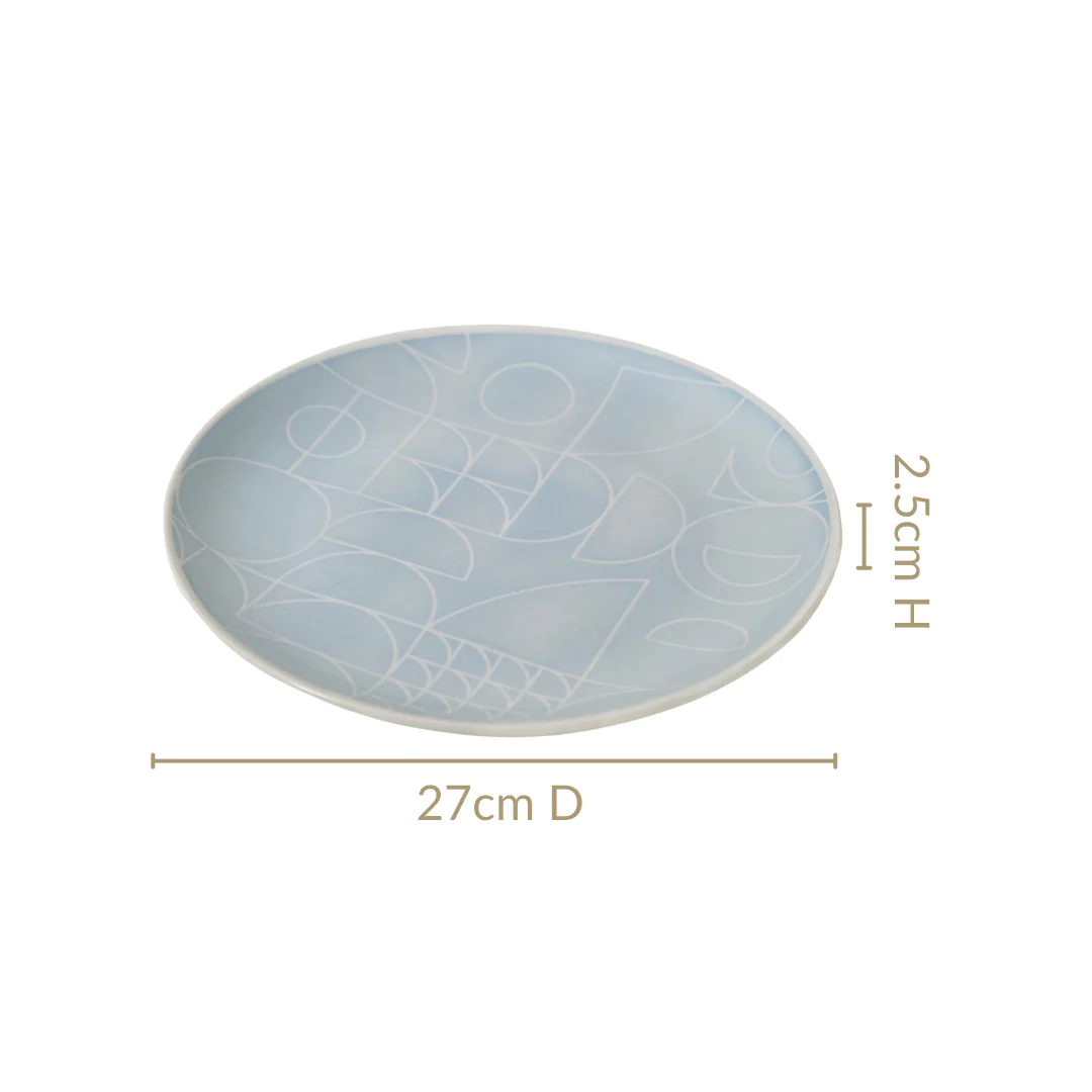 Monvia Art Deco Printed Dinner Plate Set Of 4 Blue 10 Inch - Image 4