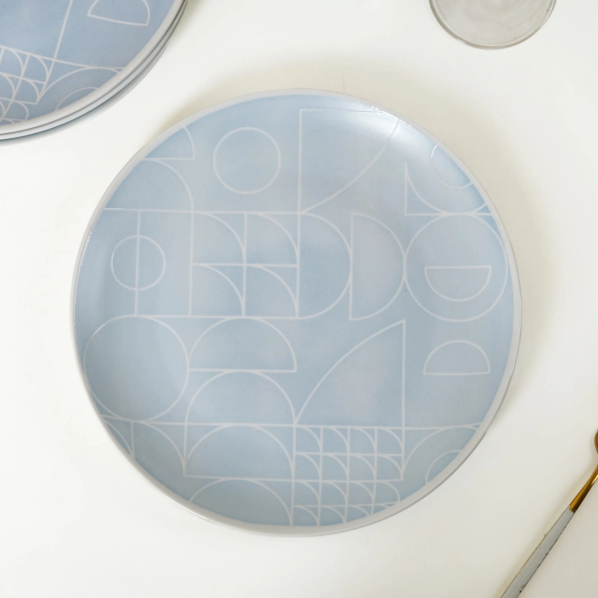 Monvia Art Deco Printed Dinner Plate Set Of 4 Blue 10 Inch - Image 6