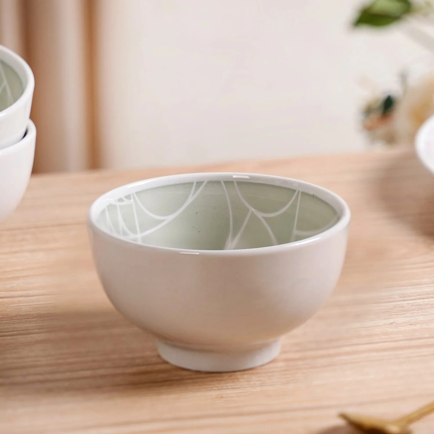 Monvia Geometric Pattern Ceramic Bowl Set Of 4 Mint 325ml - Image 8