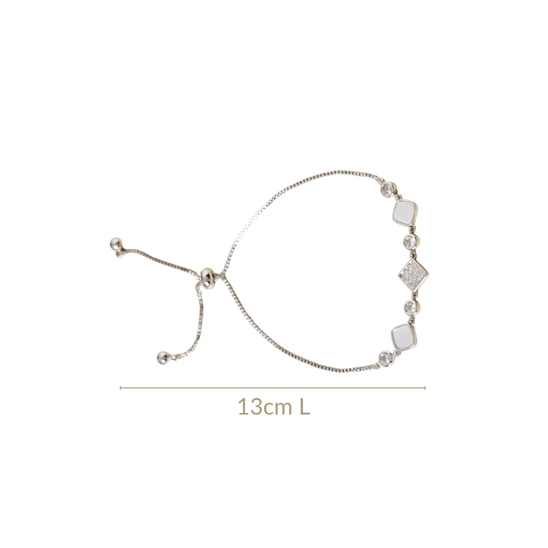 Moonstone Geometry Chain Bracelet Silver - Image 3