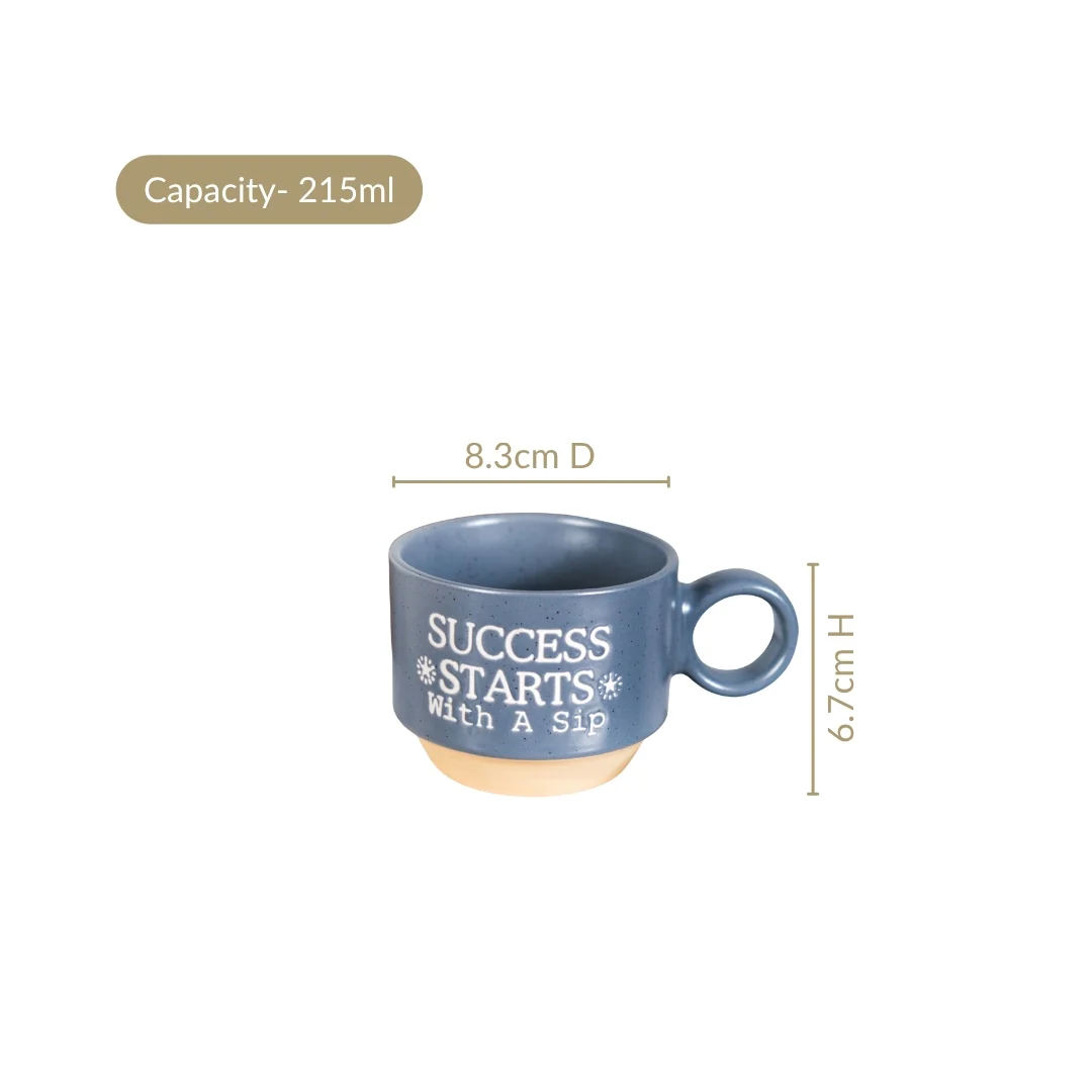 Morning Motivation Stackable Cup Set Of 4 Blue 215ml - Image 5