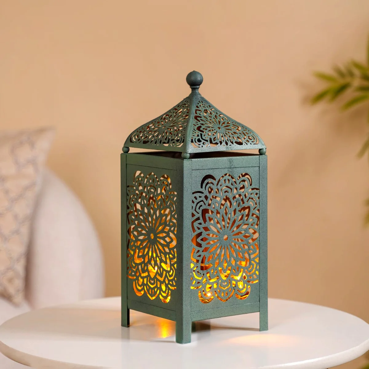 Moroccan Decorative Metal Lantern Sage Green - Image 10