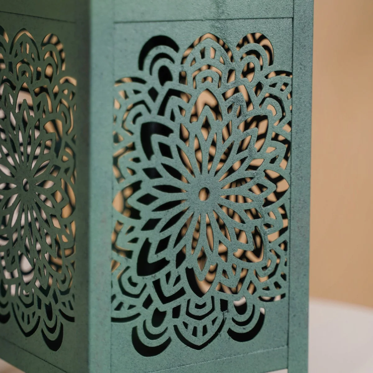 Moroccan Decorative Metal Lantern Sage Green - Image 4