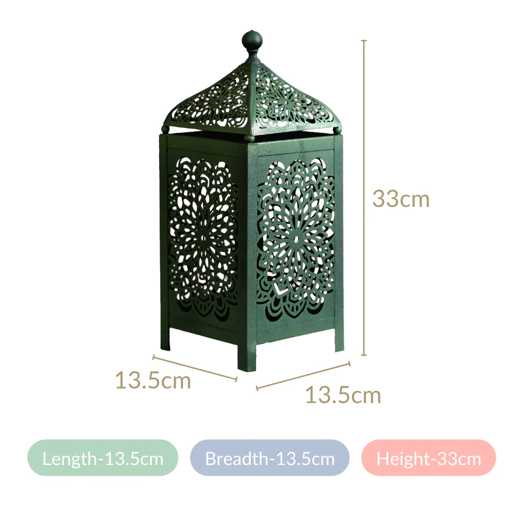 Moroccan Decorative Metal Lantern Sage Green - Image 7