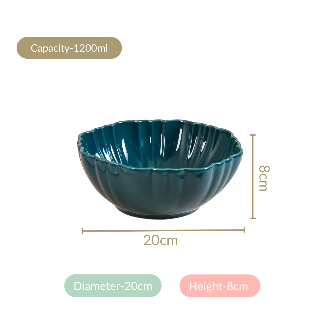 Moroccan Round Ceramic Serving Bowl Dark Green Set Of 2 1200ml - Image 6