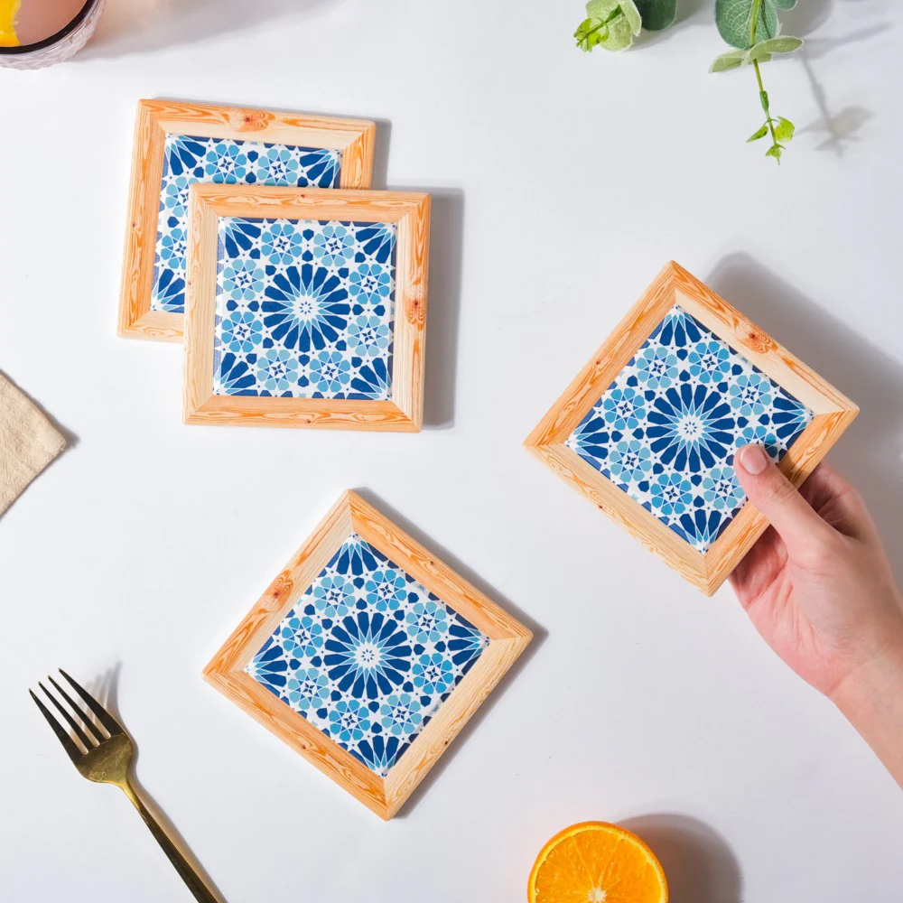 Moroccan Square Art Ceramic Coaster Set Of 4 - Image 3