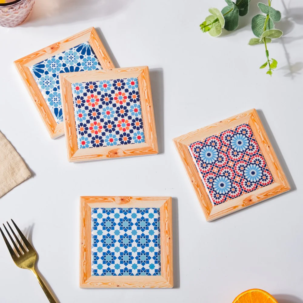 Moroccan Square Art Ceramic Coaster Set Of 4 - Image 8