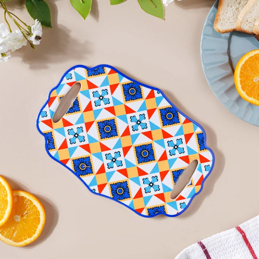 Moroccan Tile Pattern Platter Blue Orange 8 Inch - Image 3