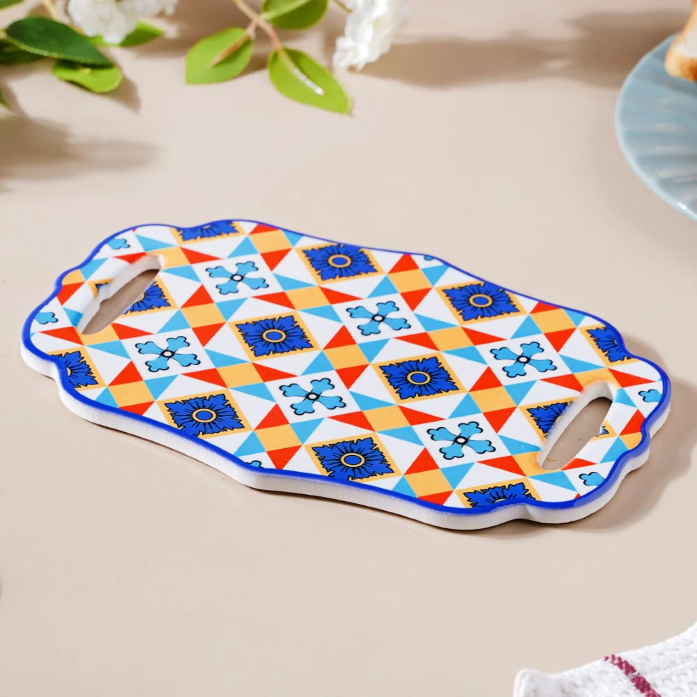 Moroccan Tile Pattern Platter Blue Orange 8 Inch - Image 4