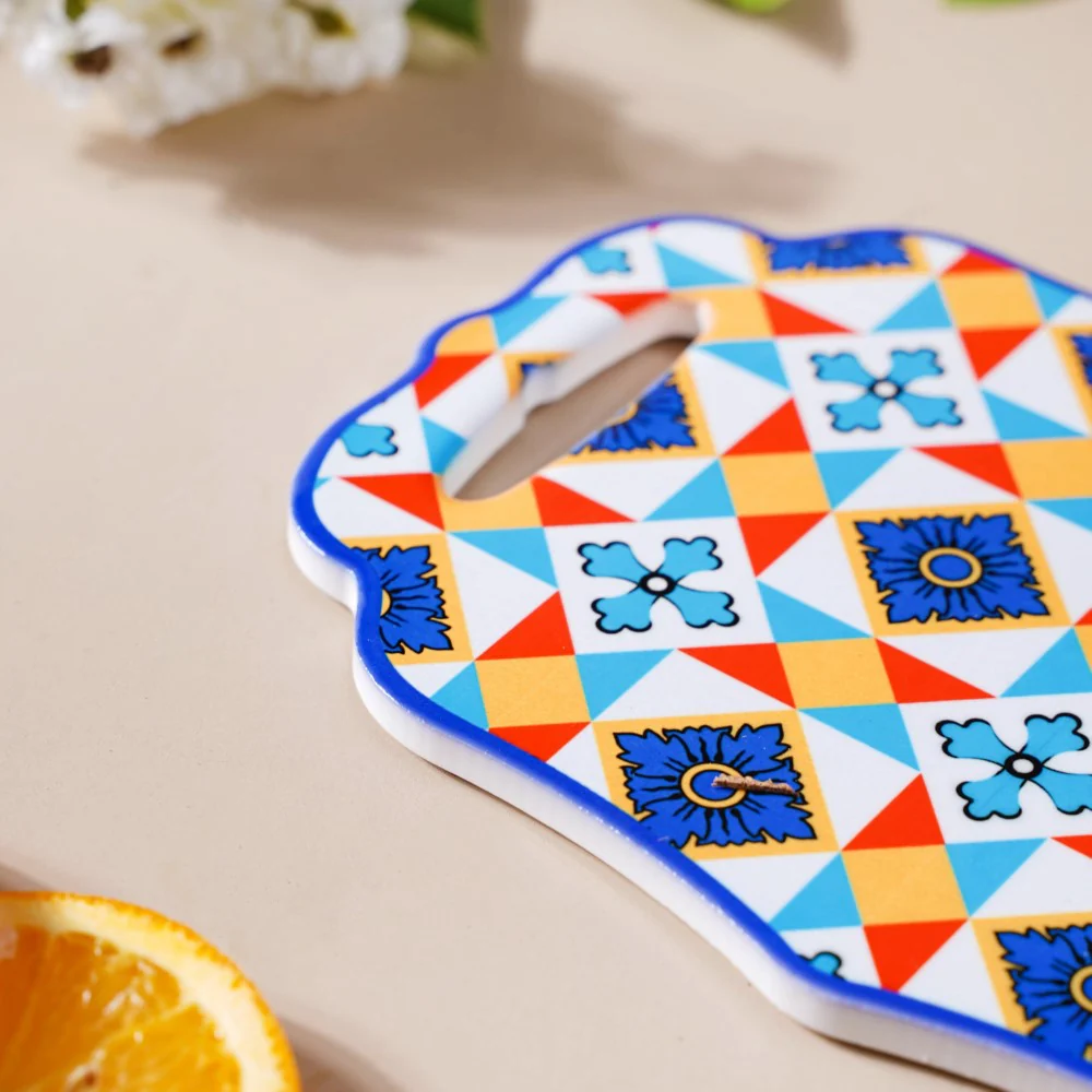Moroccan Tile Pattern Platter Blue Orange 8 Inch - Image 5