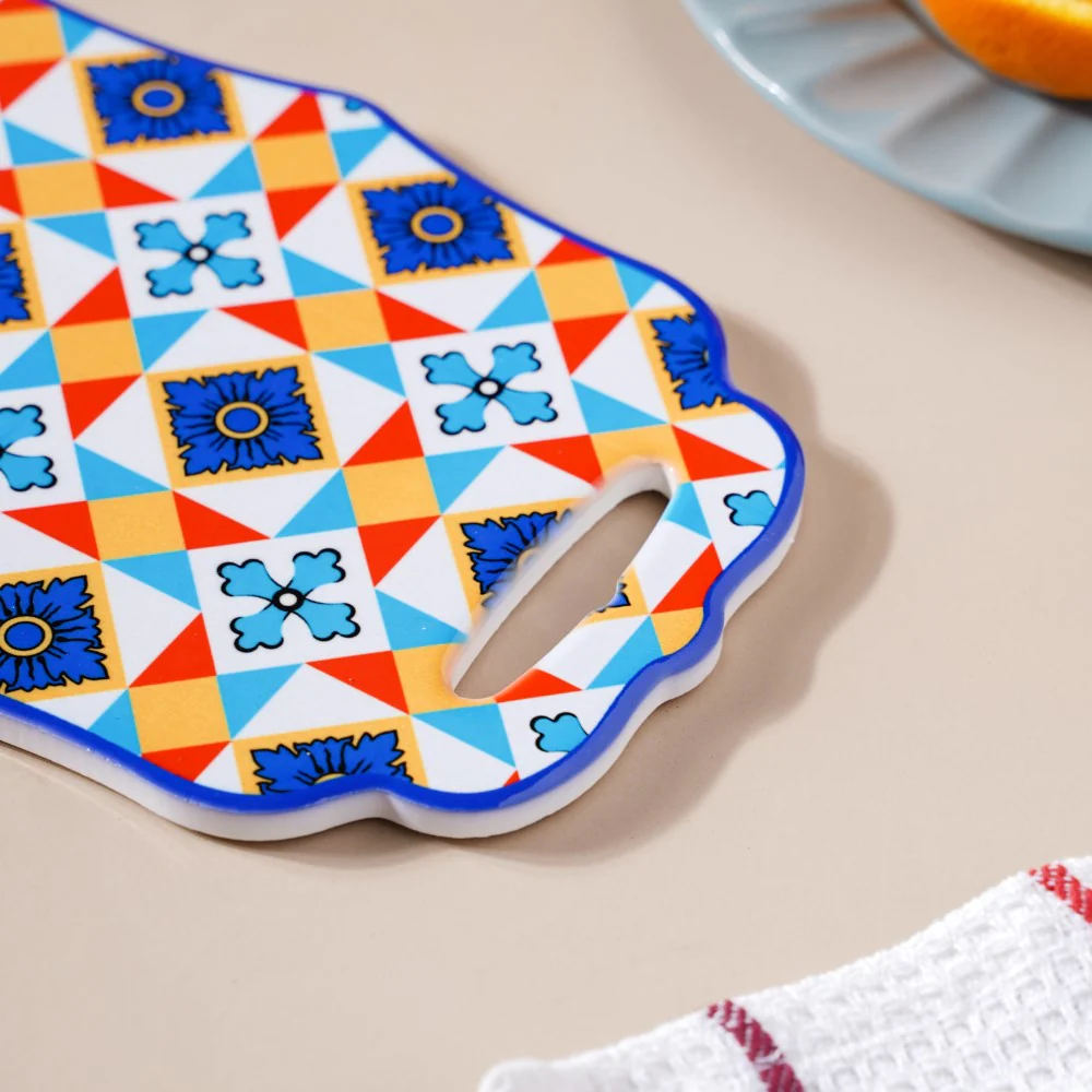 Moroccan Tile Pattern Platter Blue Orange 8 Inch - Image 7