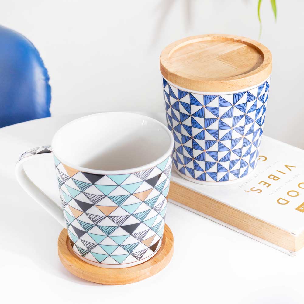 Mosaic Multicoloured Mug With Wooden Lid 500 ml - Image 6