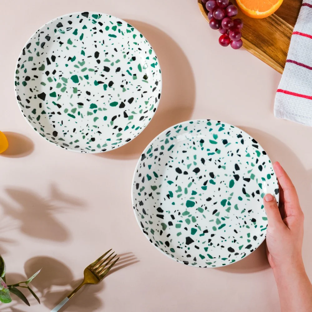 Mosaic Plate Dark Green Set Of 2 8.5 Inch - Image 4