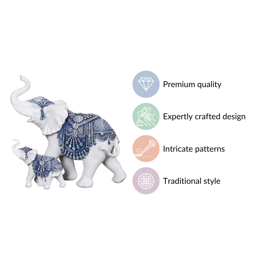 Mother Baby White Elephant Decor Showpiece - Image 5