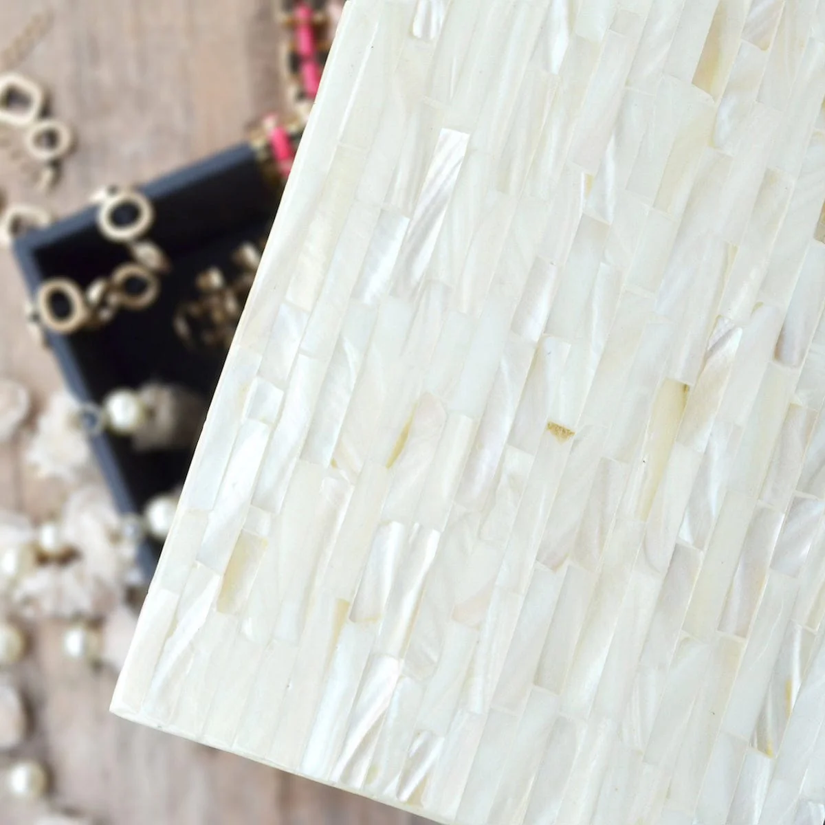 Mother Of Pearl Rectangle Box- Pearl White - Image 10