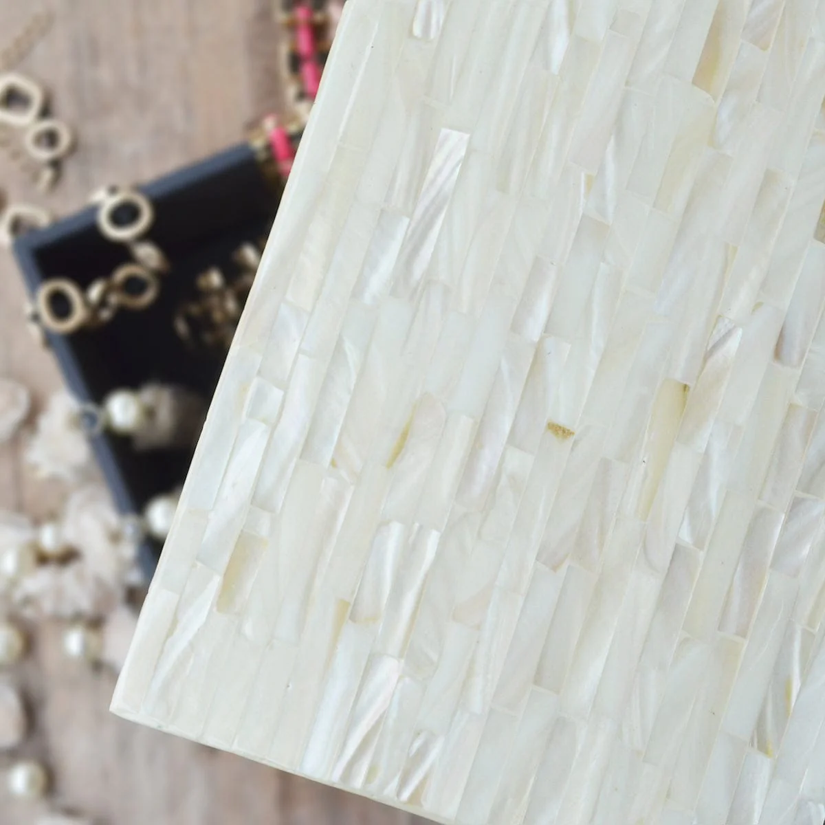 Mother Of Pearl Rectangle Box- Pearl White - Image 6