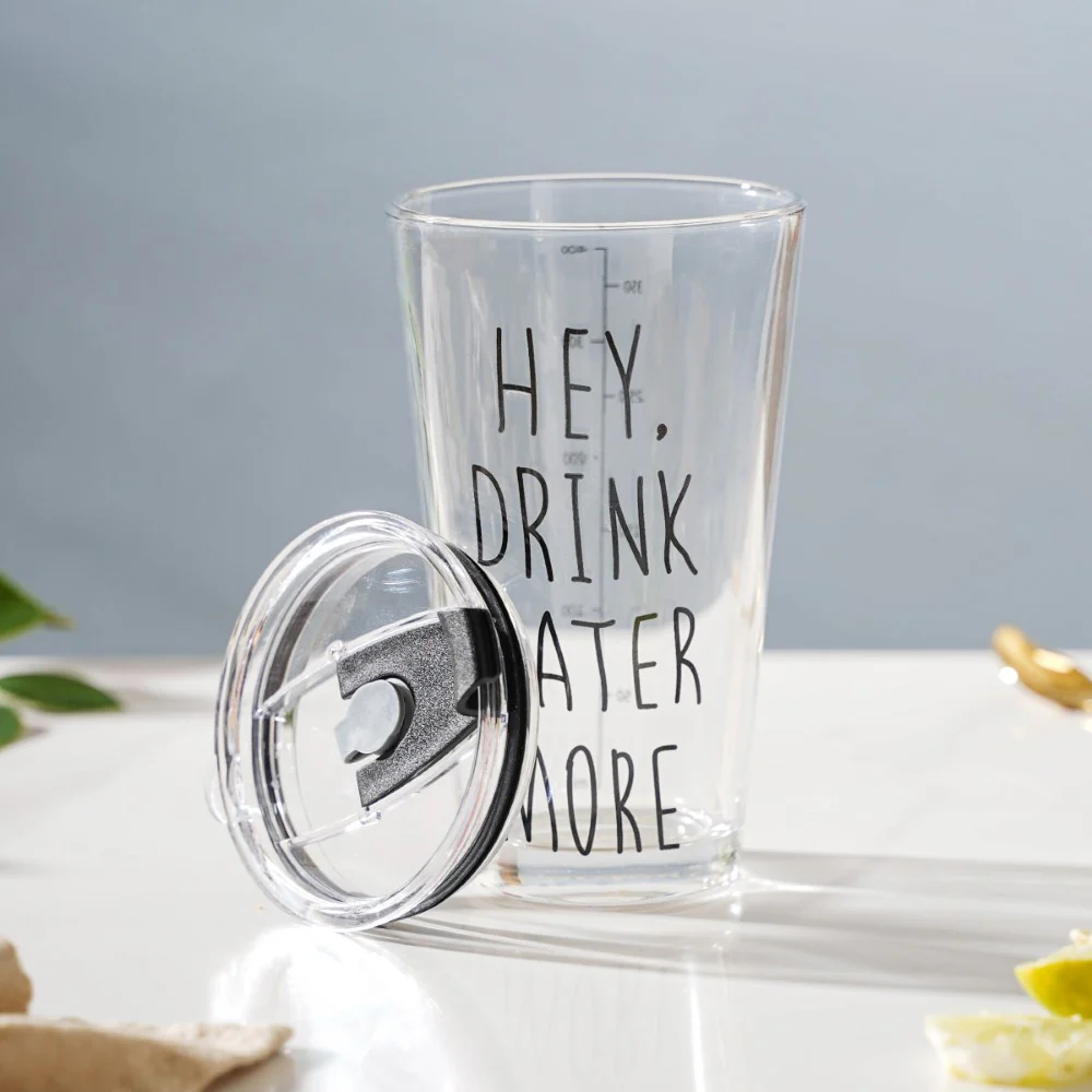 Motivational Text Glass Tumbler With Silicone Lid 400 ml - Image 11
