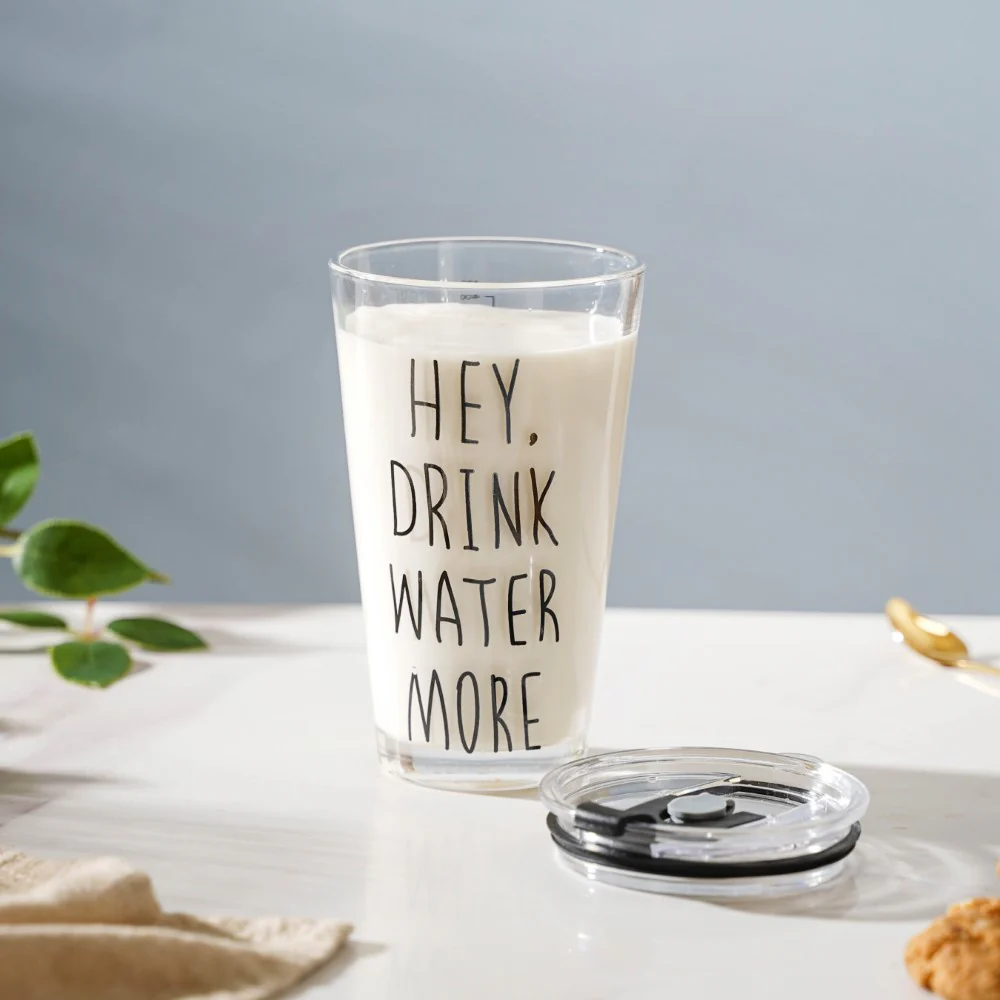 Motivational Text Glass Tumbler With Silicone Lid 400 ml - Image 3