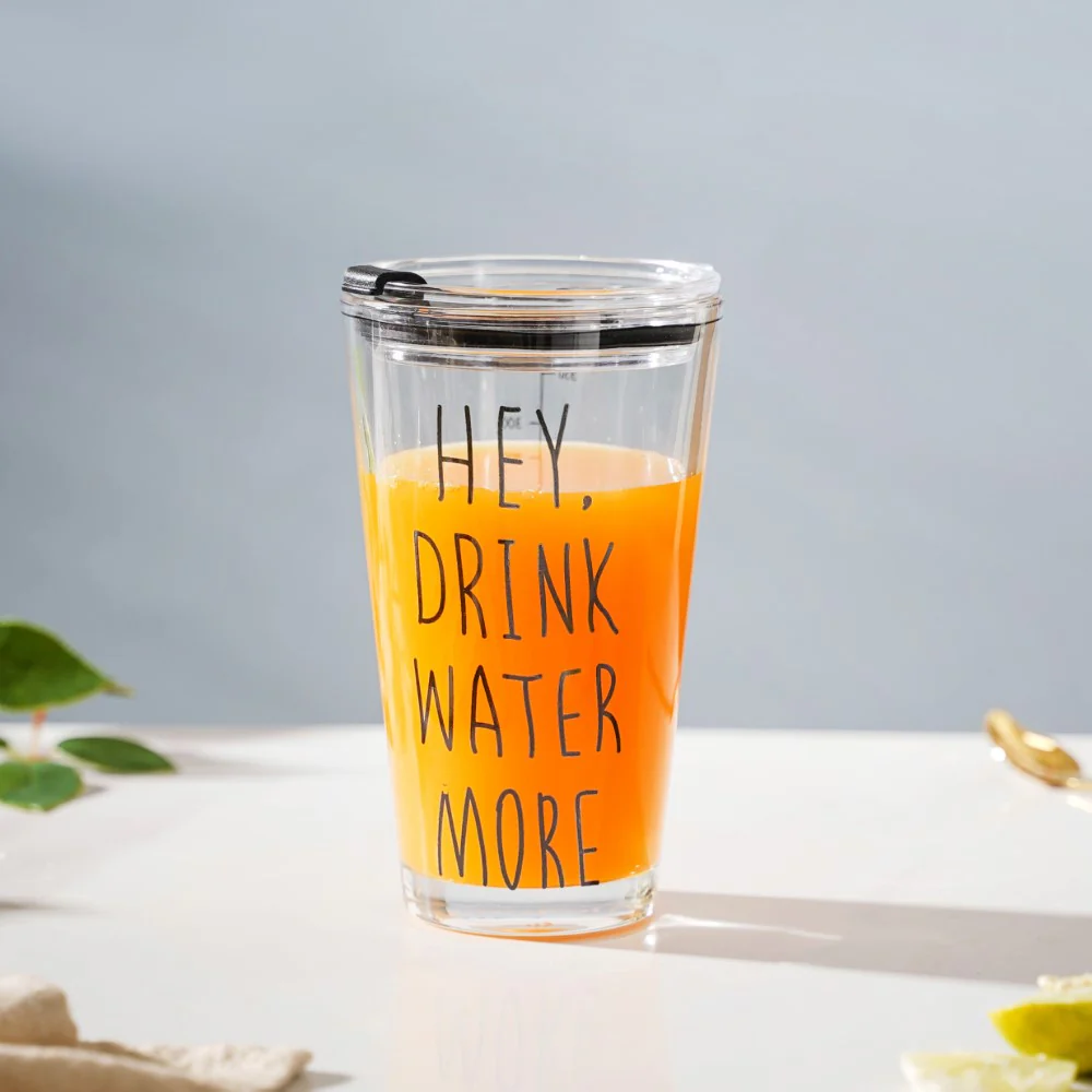 Motivational Text Glass Tumbler With Silicone Lid 400 ml - Image 9