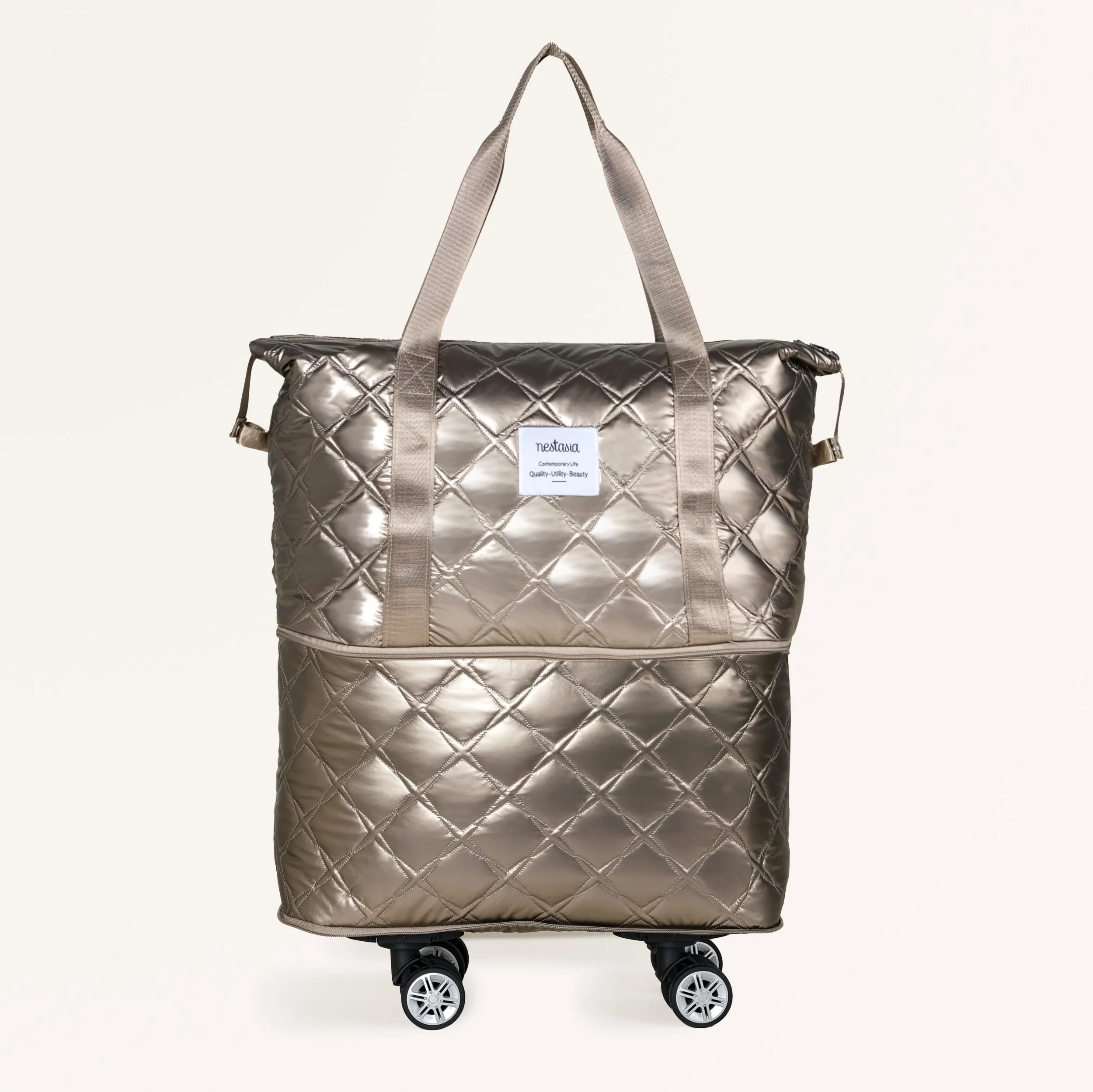 Movo Expandable  Bag With Detachable Wheels Metallic Brown