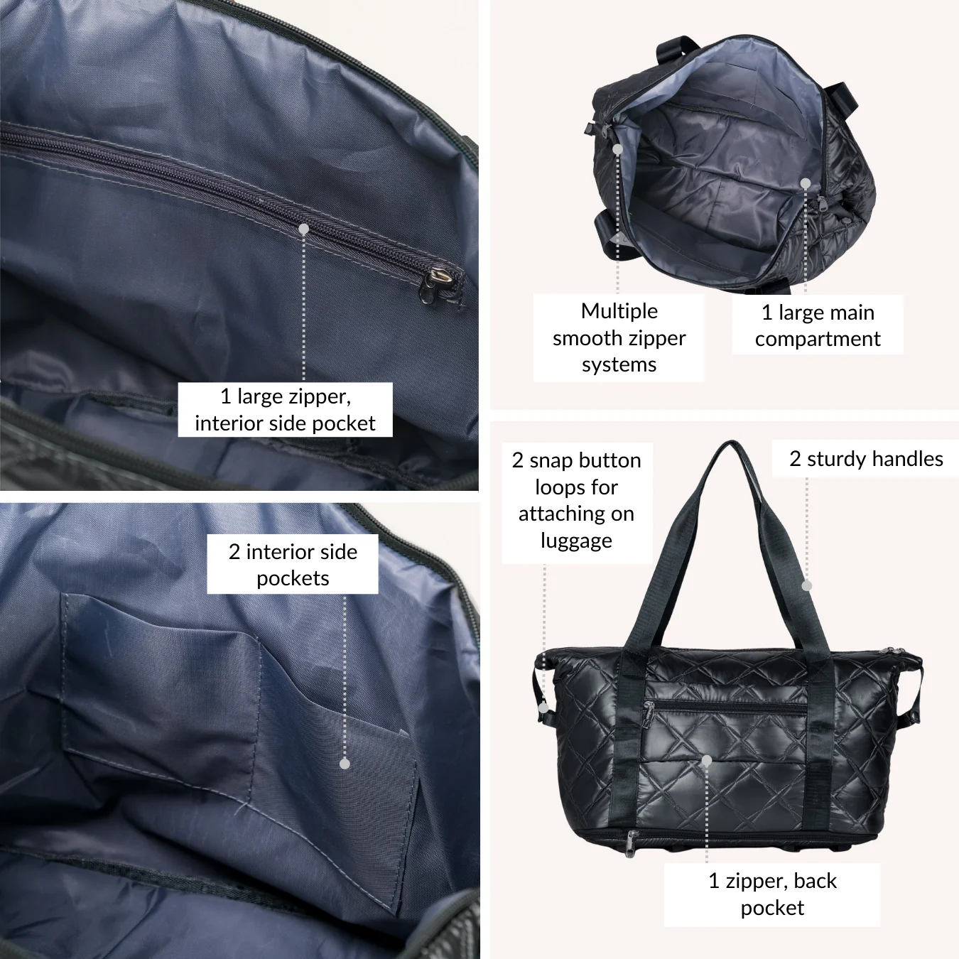 Movo Travel Bag With Removable Wheels Metallic Black - Image 8