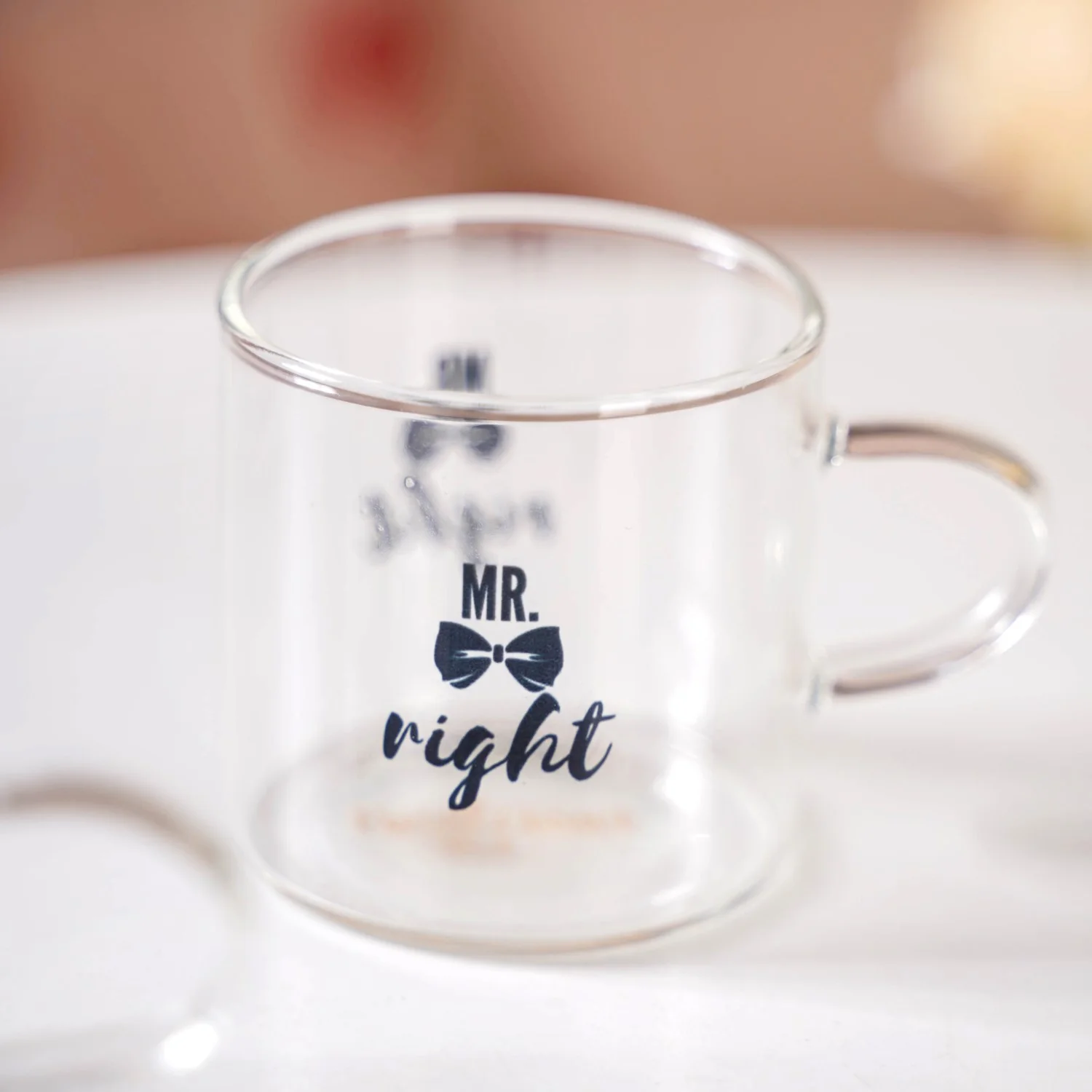 Mr Right Mrs Always Right Glass Small Tea Cup Set Of 2 140ml - Image 7