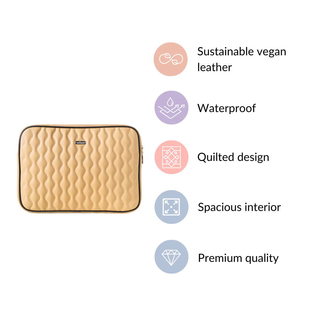 Multi Functional Water Resistant Laptop Sleeve Beige - Image 5