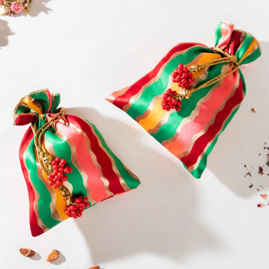 Multicolor Festive Potli Set Of 2 - Image 4