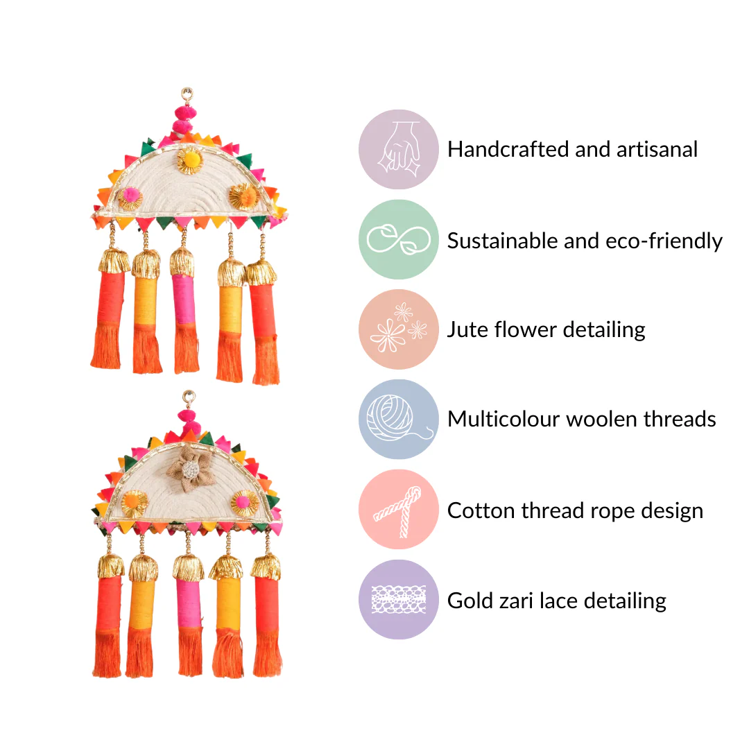 Multicolour Decorative Wall Hanging Set of 2 - Image 4