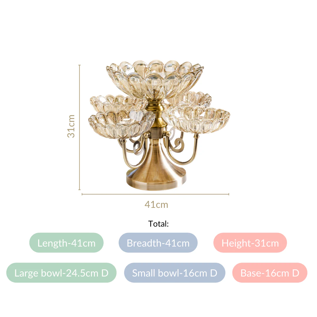 Multilayer Decorative Rotating Glass Bowls Set of 5 With Stand - Image 4