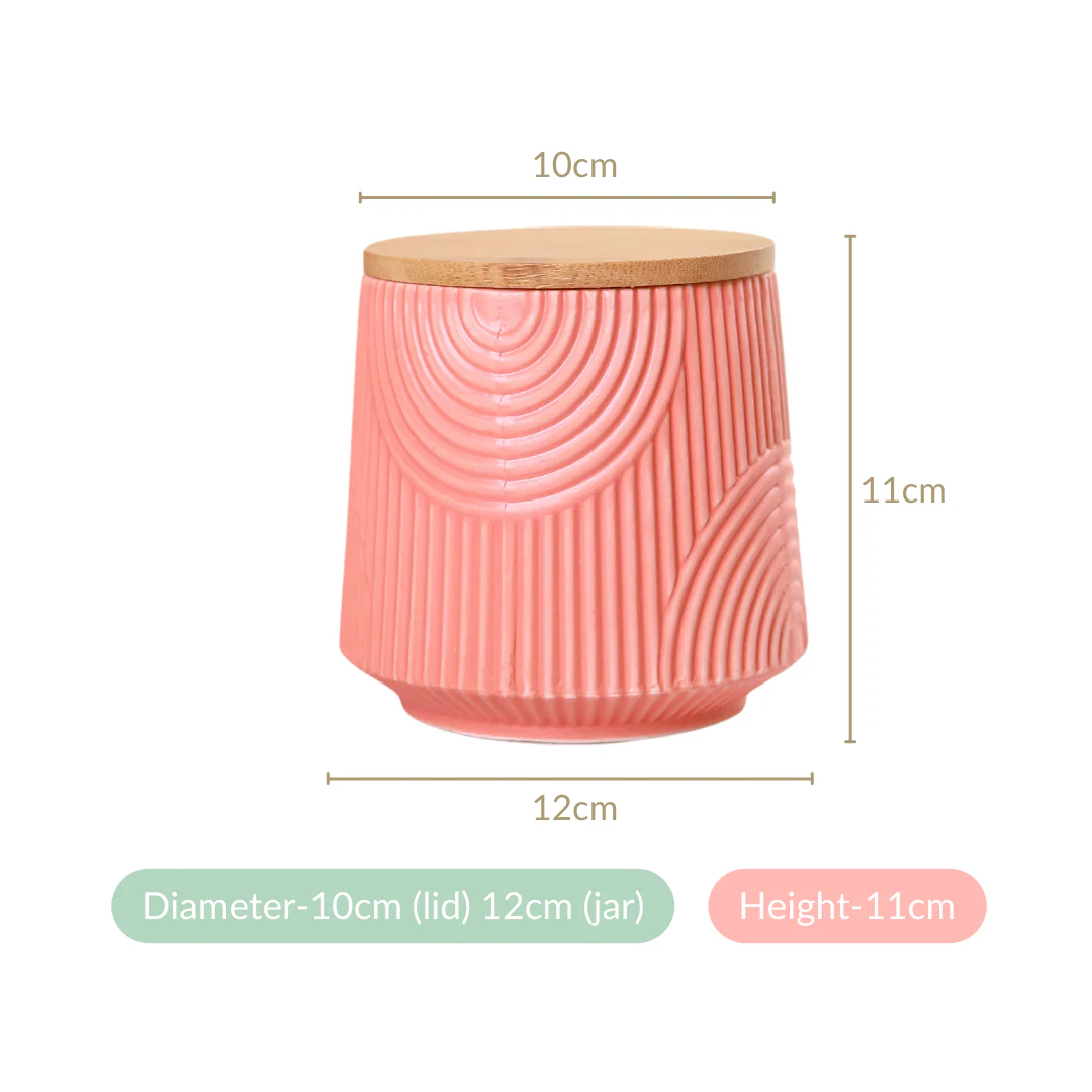 Multipurpose Ceramic Storage Jar Coral Red Set of 2 - Image 5