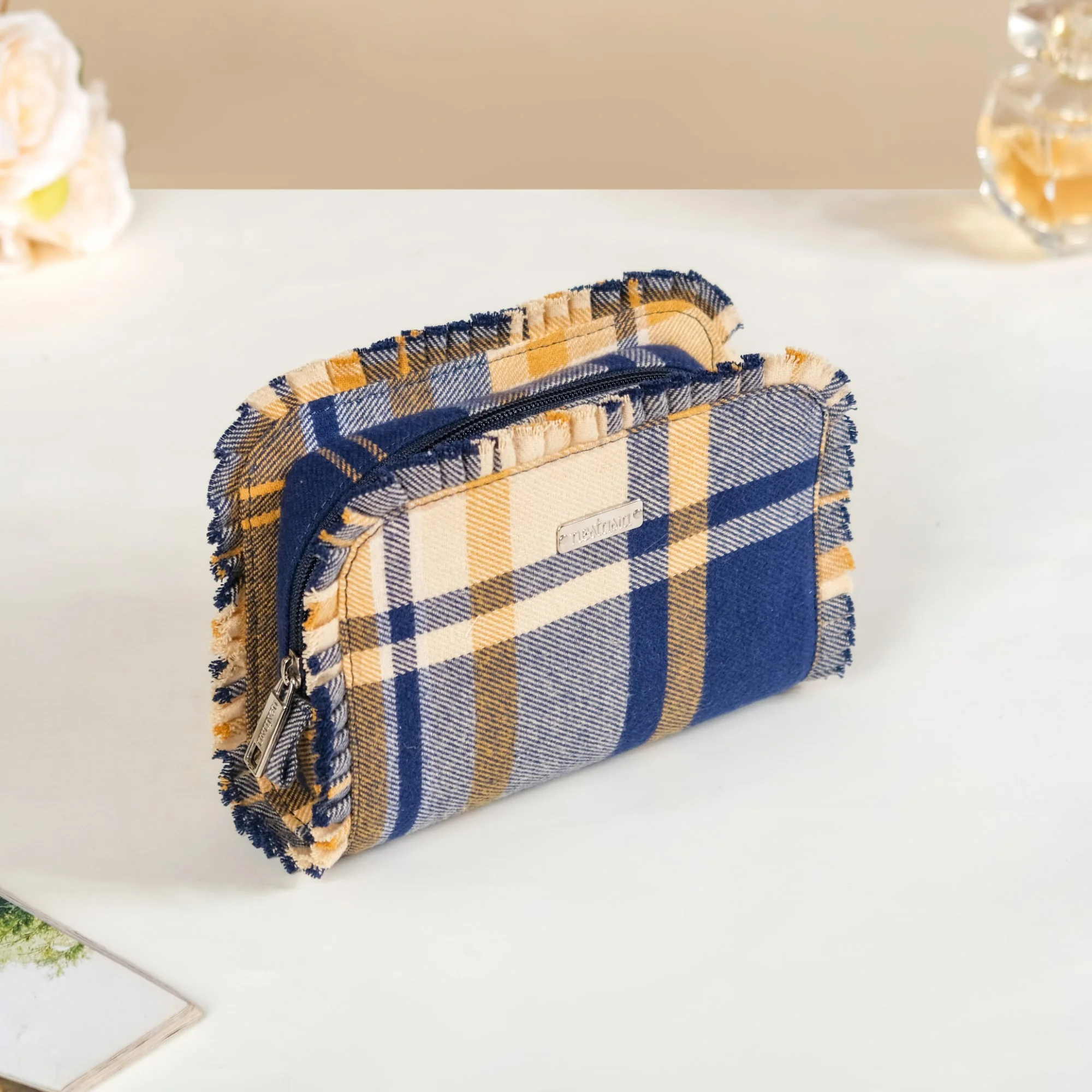 Multipurpose Cotton Frill Makeup Organizer Set Of 2 Blue - Image 9