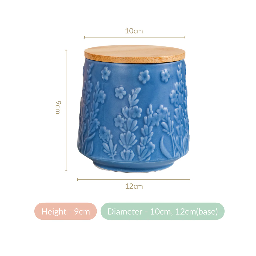 Multipurpose Floral Ceramic Jar Set Of 2 Blue - Image 6