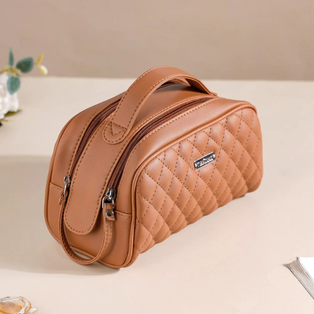 Multipurpose Quilted Vanity Pouch Brown - Image 13