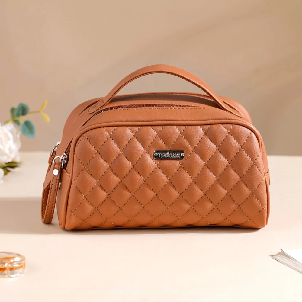 Multipurpose Quilted Vanity Pouch Brown - Image 7