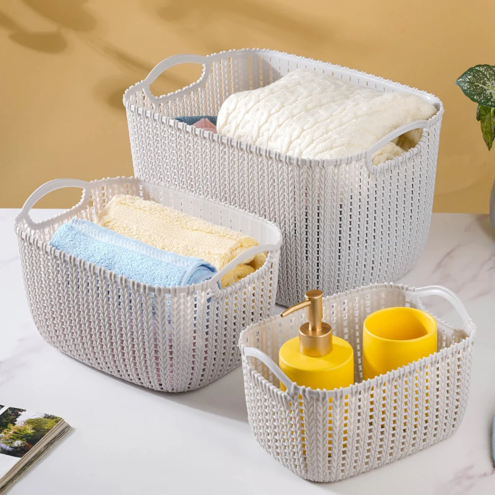 Multipurpose Storage Basket Grey Set Of 3 - Image 11