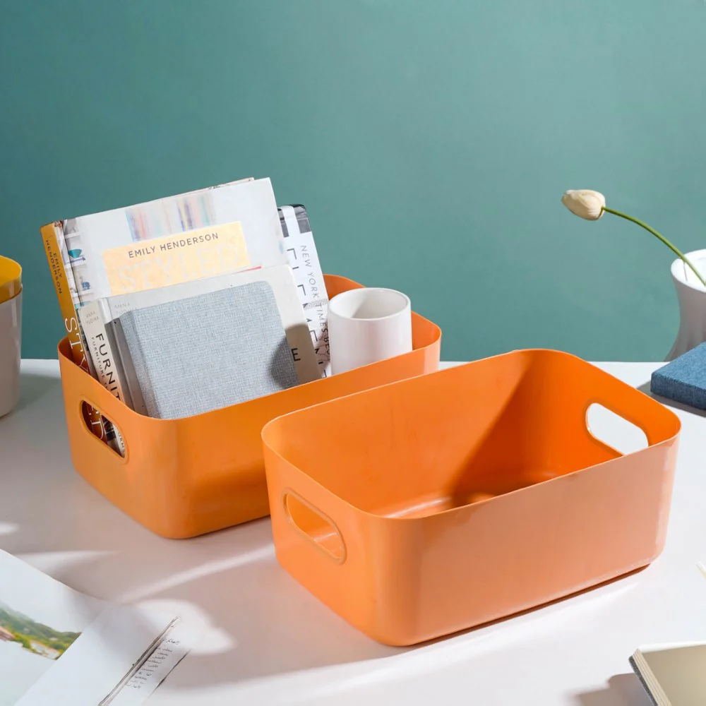 Multipurpose Storage Basket Orange Set Of 2 11 Inch