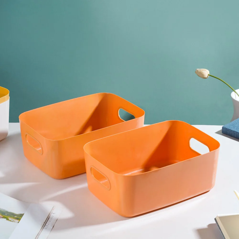Multipurpose Storage Basket Orange Set Of 2 11 Inch - Image 2
