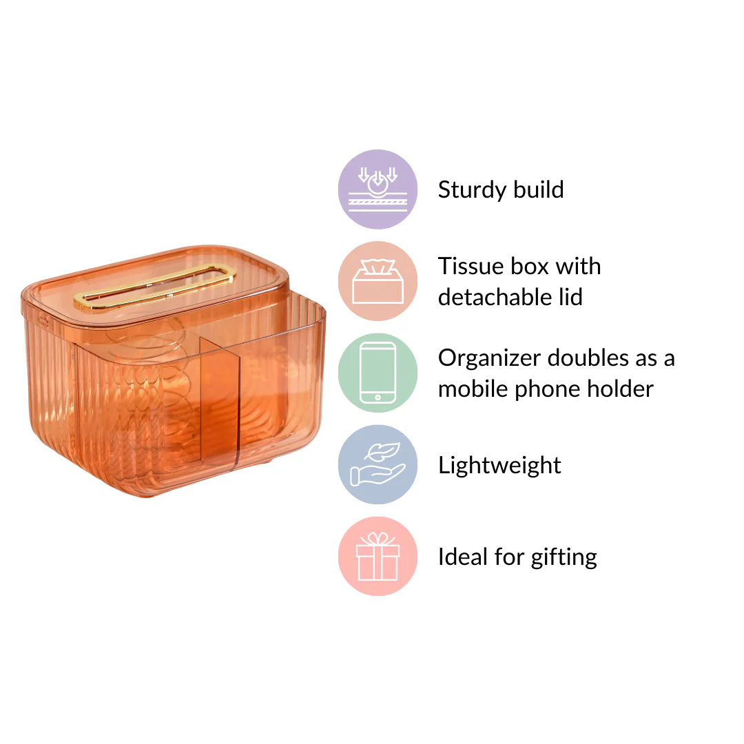 Multipurpose Tissue Paper Box With Compartments Amber - Image 6