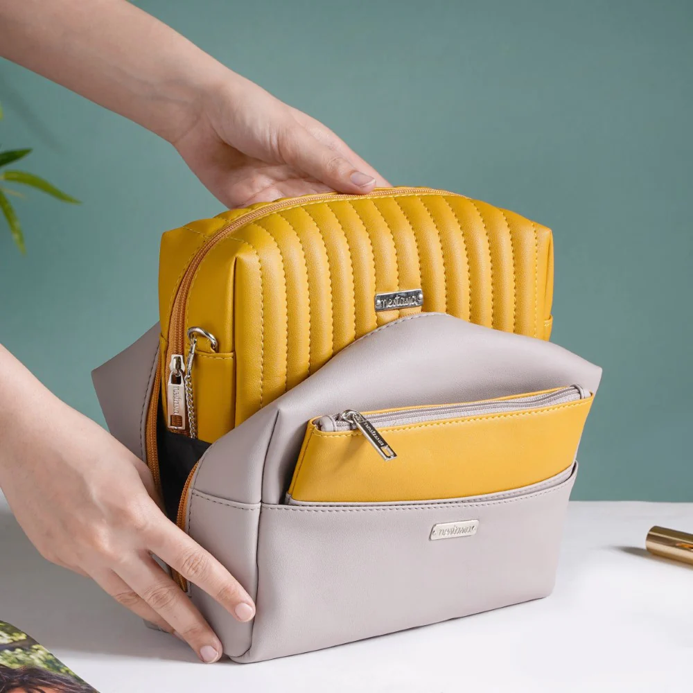 Multipurpose Travel Pouch Set of 3 Yellow - Image 2