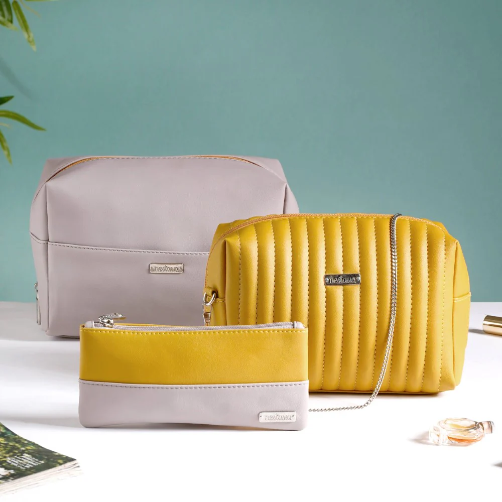 Multipurpose Travel Pouch Set of 3 Yellow - Image 6