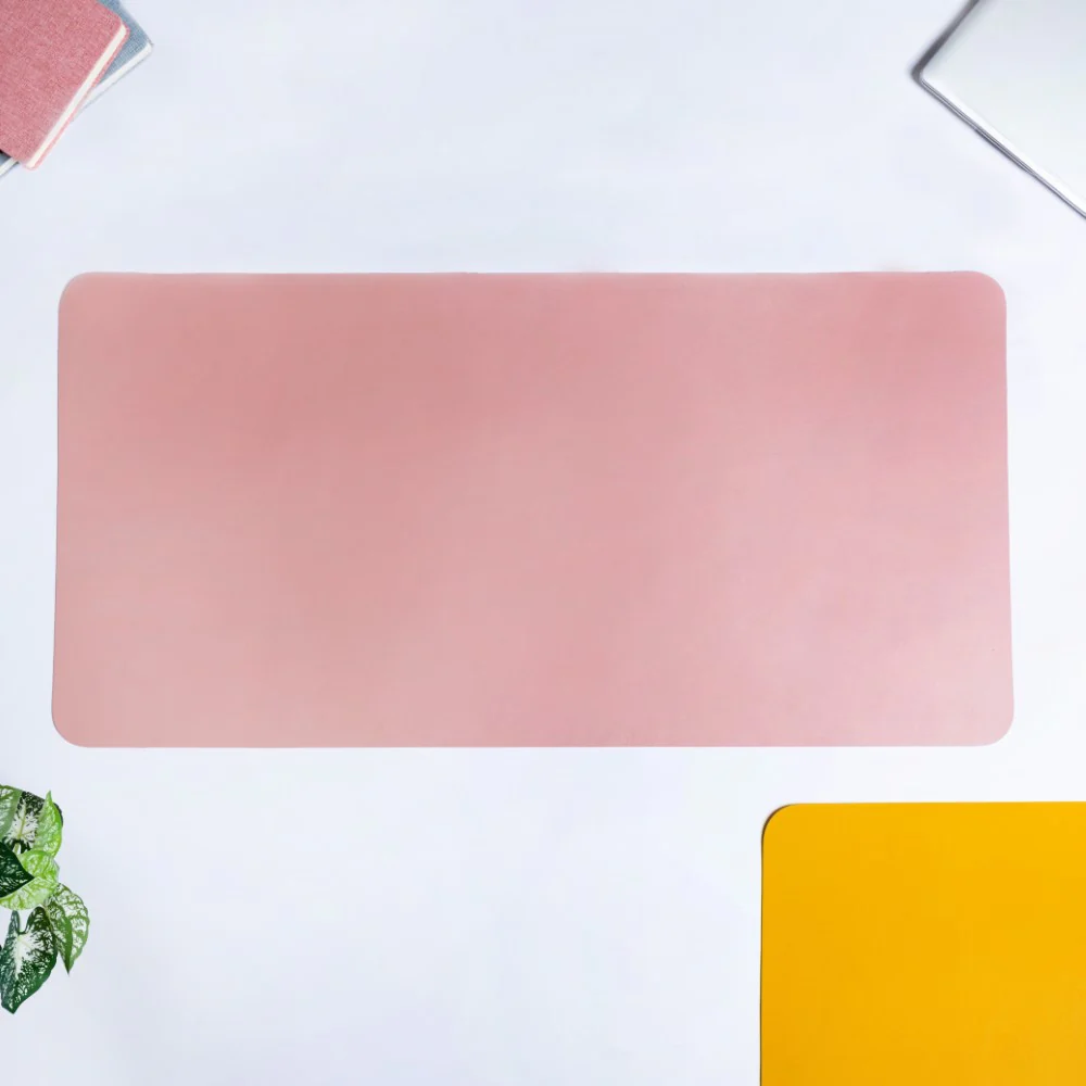 Multipurpose Vegan Leather Computer Desk Mat Pink 31.5 Inch - Image 3